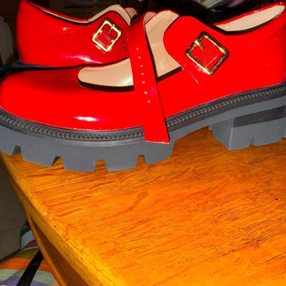 Red Patent Leather Mary Jane Shoes